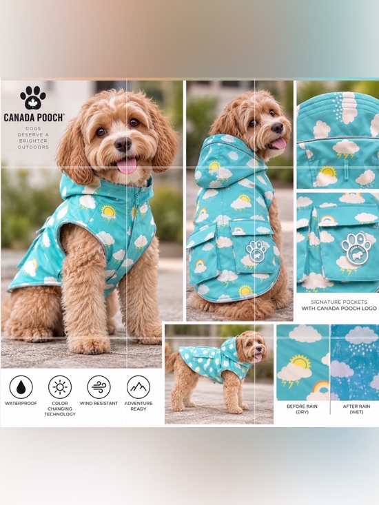 Canada Pooch Other - CANADA POOCH “Color Changing” Wet Reveal Torrential Tracker Rain Coat sz 22
🚩NEW